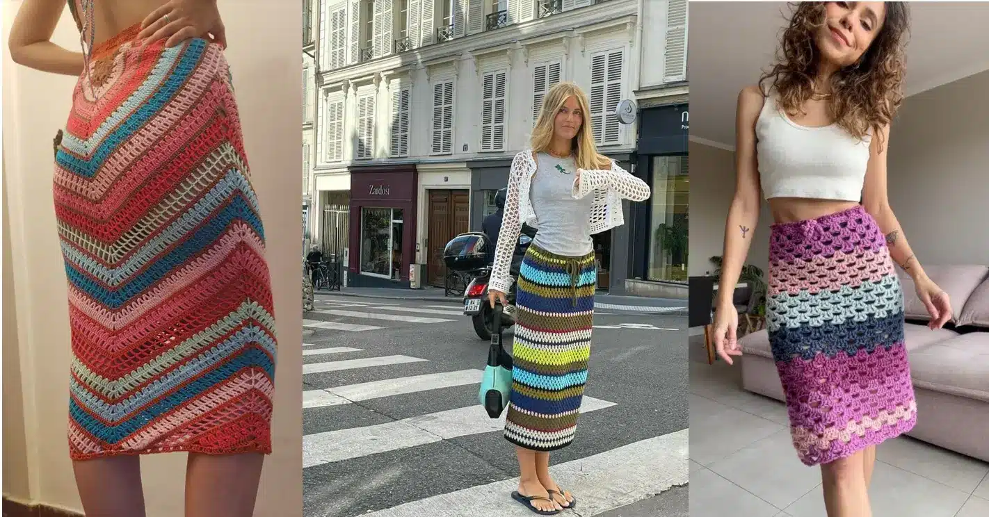 Saia de crochê midi
