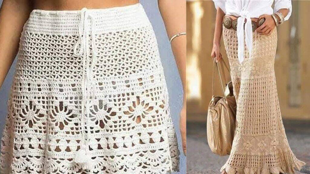 Saia de crochê com ponto abacaxi