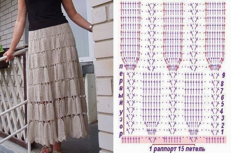 Saia longa de crochê cintura alta