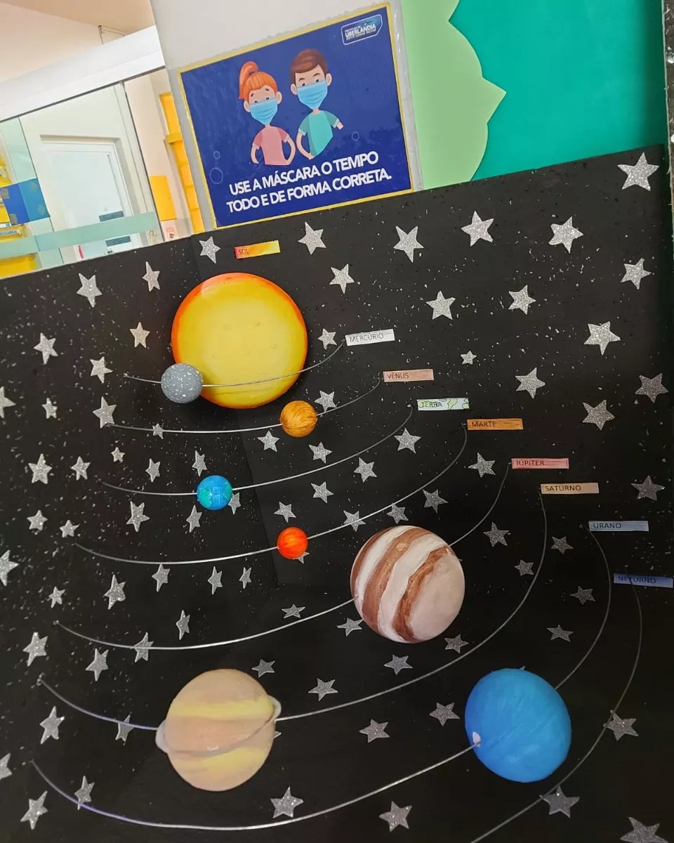 maquete sistema solar reciclavel