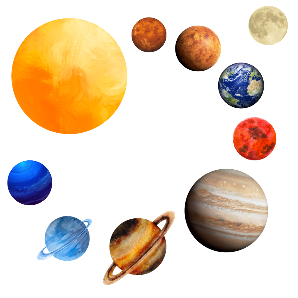 maquete sistema solar com luzes