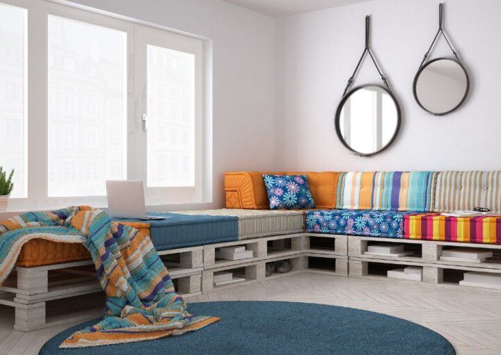 ideias criativas sofa de palete de canto