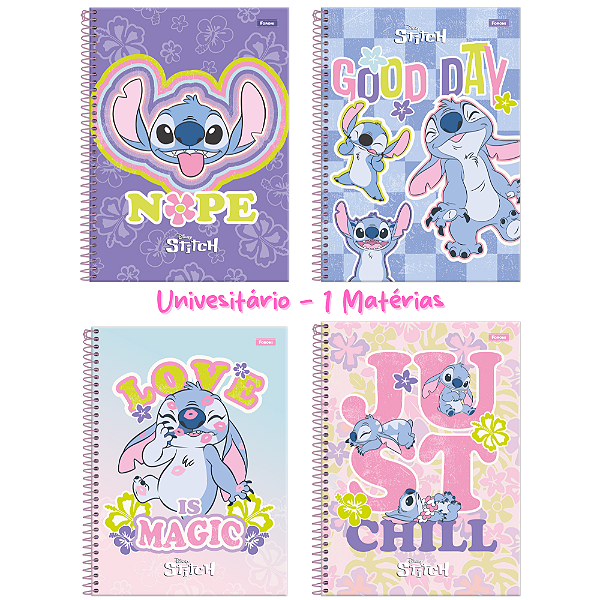 caderno com capa do Stitch