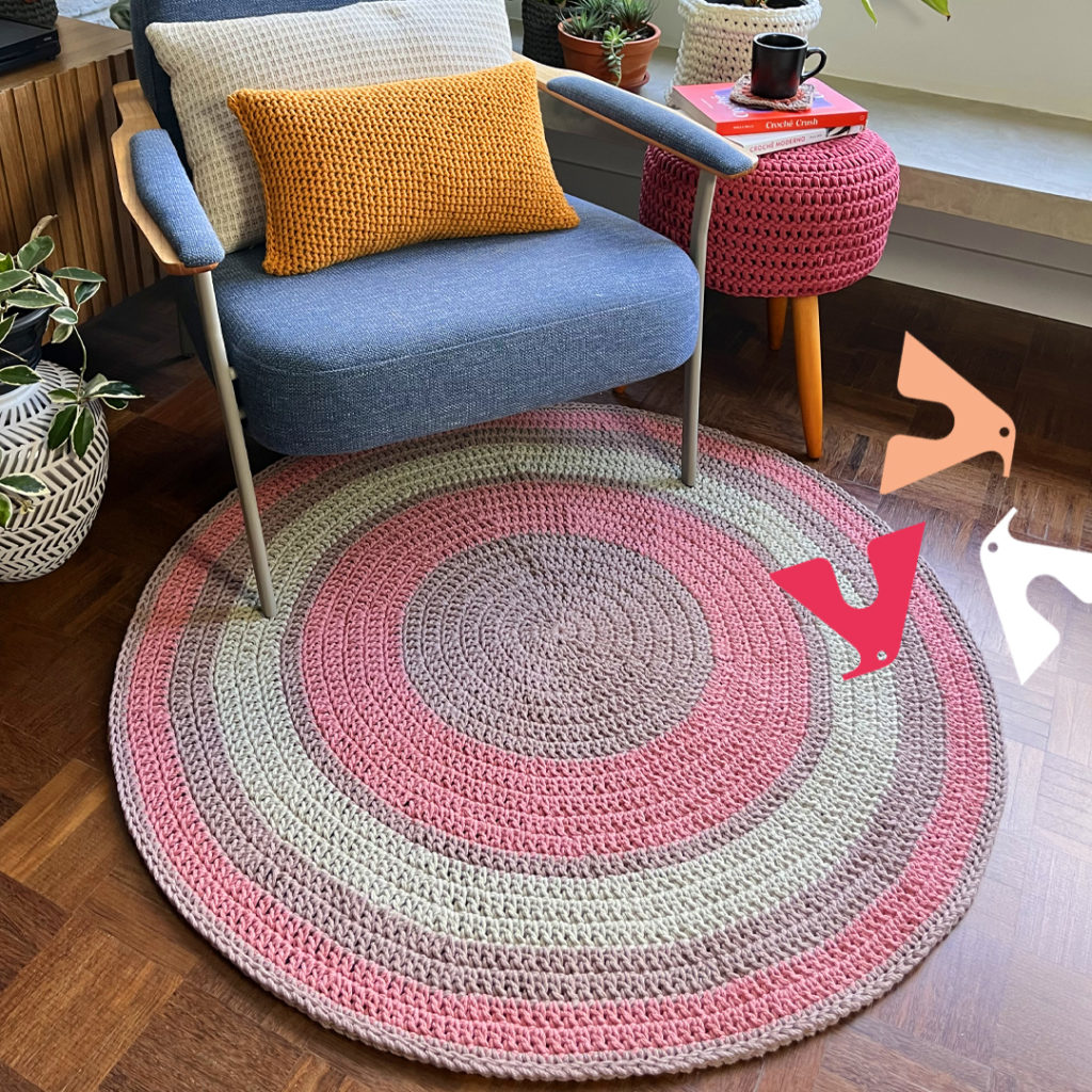 ideias de tapete croche rosa para cada ambiente