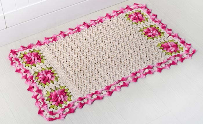 ideias de tapete croche rosa para cada ambiente