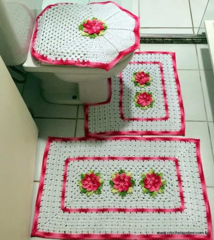 tapete croche flores 3d versus rasteiras qual escolher