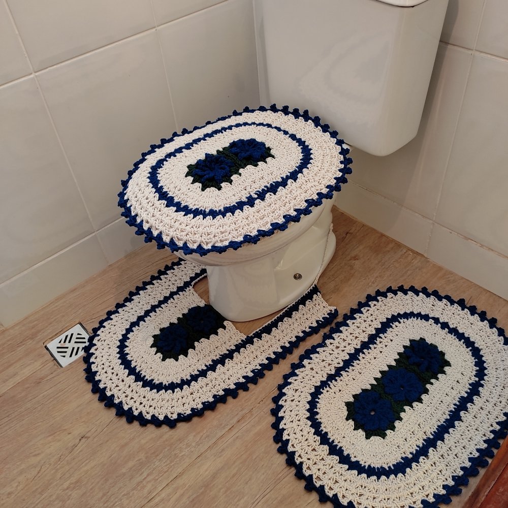 ideias criativas tapete croche flores banheiro