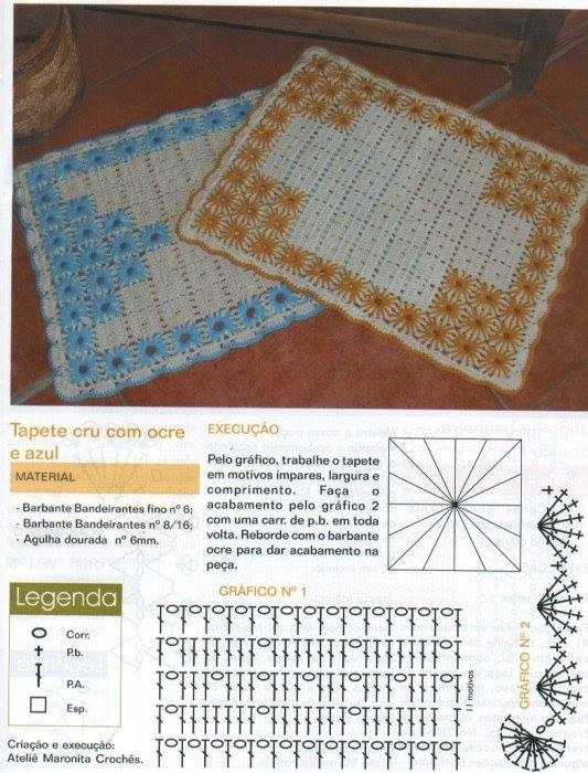 tapete de crochê redondo com gráfico