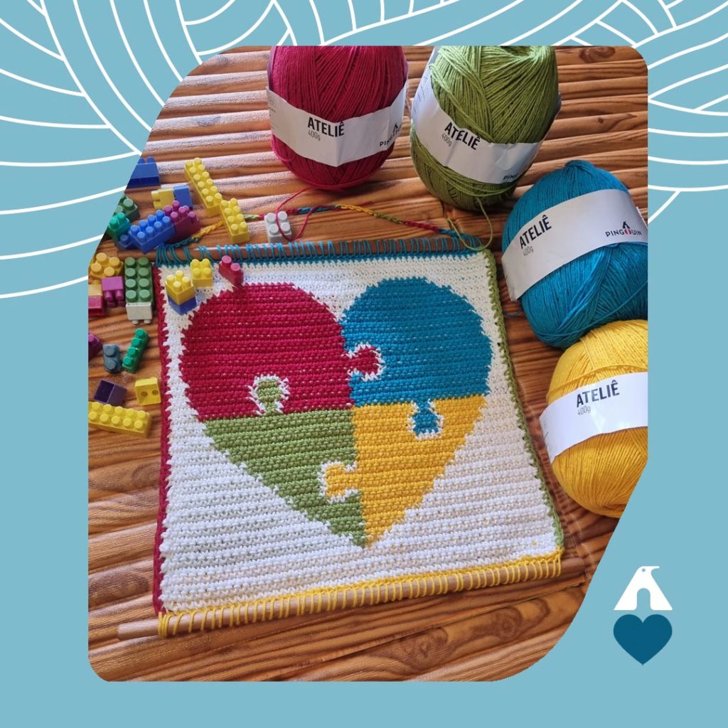 tapete de croche de coração