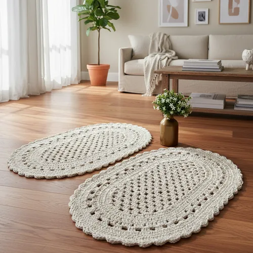 Decoração com Tapetes de Crochê Oval: Ideias para Banheiro