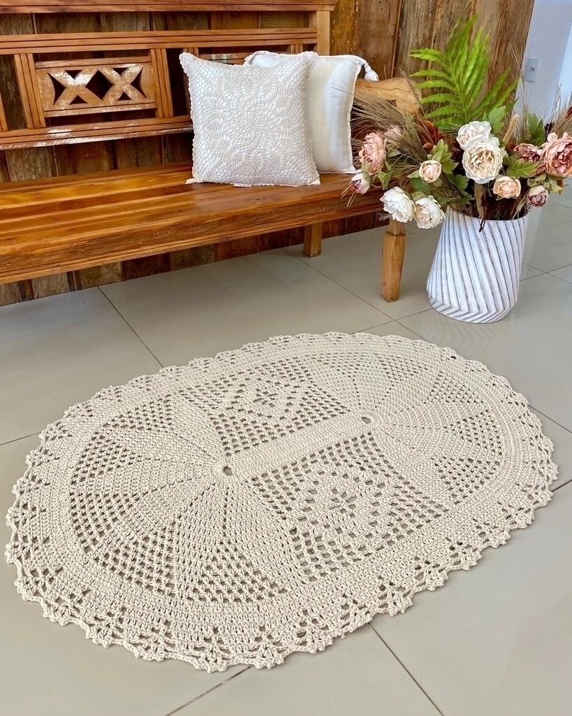 Passo a Passo: Tapete de Crochê Oval Econômico (Gaste Pouco Fio!)
