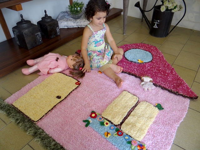 tapete de crochê frufru na tela