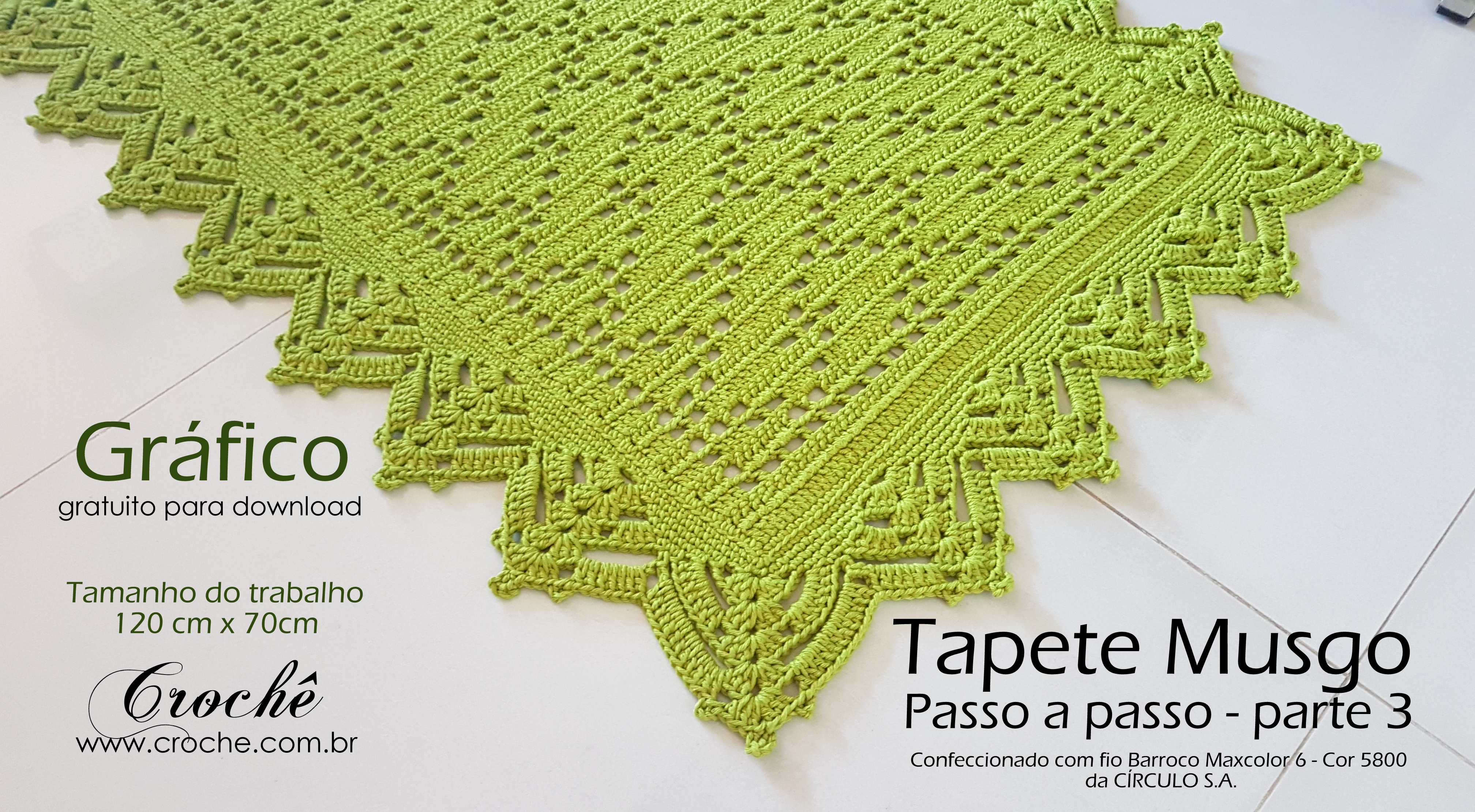 tapete de crochê redondo grande gráfico