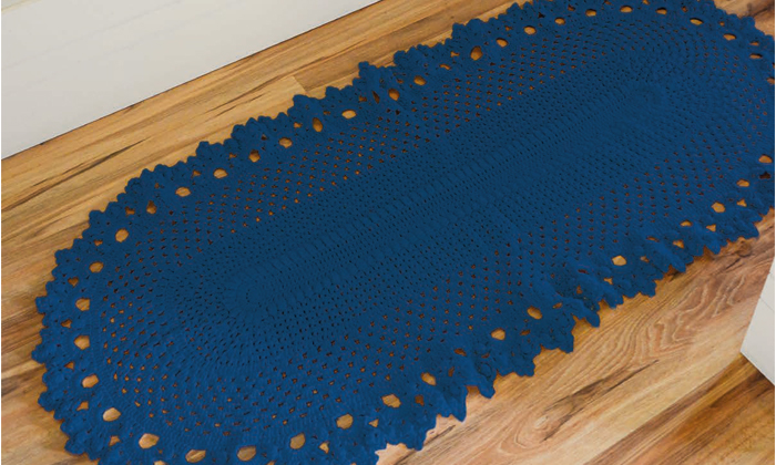 preço tapete de croche azul artesanal
