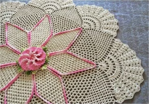 tutorial tapete croche oval modelo alegria com 3 flores
