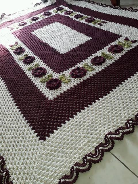 tapetes de croche com graficos para banheiro