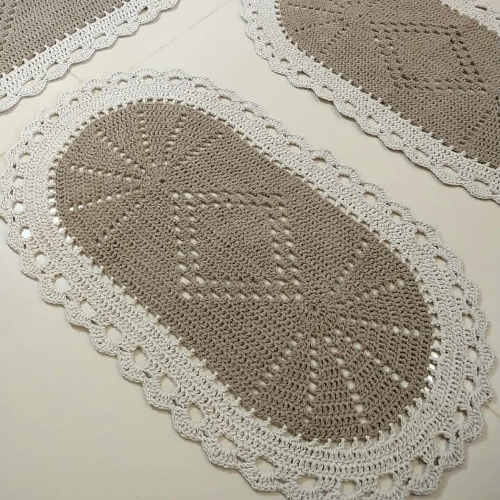 tapetes de croche com graficos para banheiro