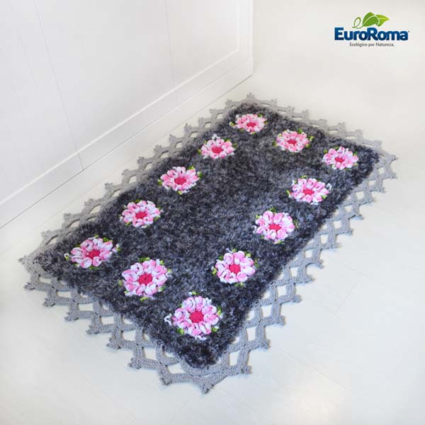 tapetes de croche em barbante com flores