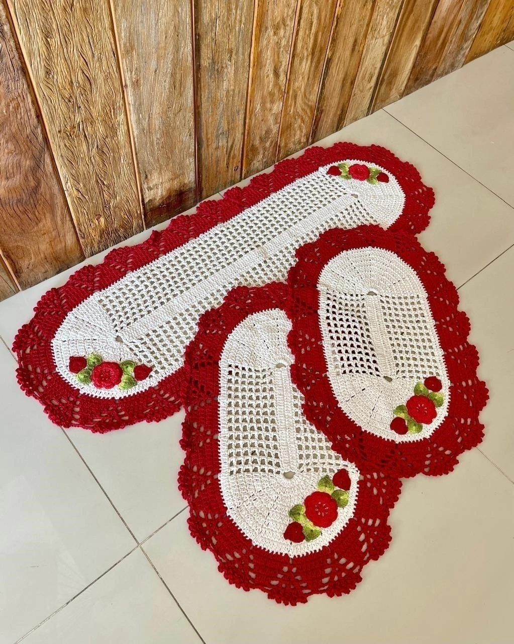 tapetes de croche em barbante com flores