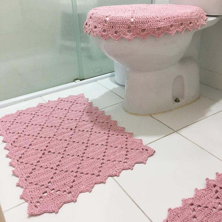 inspiração tapete de crochê banheiro barbante moderno