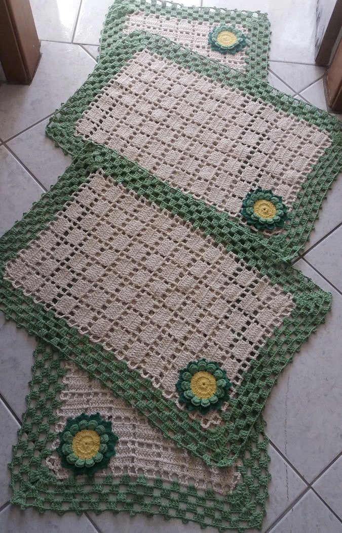 tapete de crochê para cozinha simples