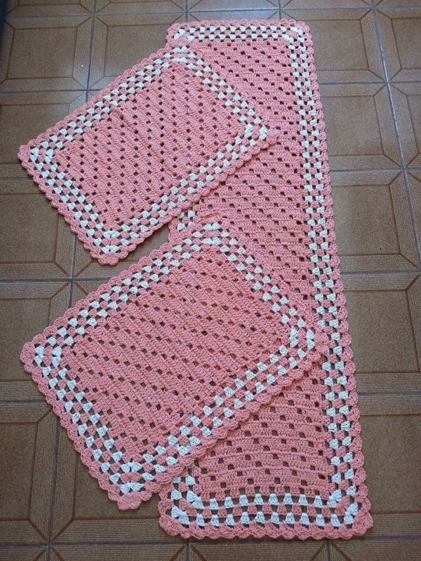 tapete de crochê para cozinha colorido