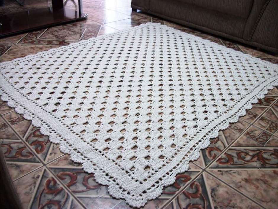 ideias de tapete de crochê quadrado para sala pequena