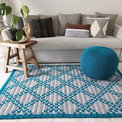 como fazer um tapete de crochê quadrado 150x150