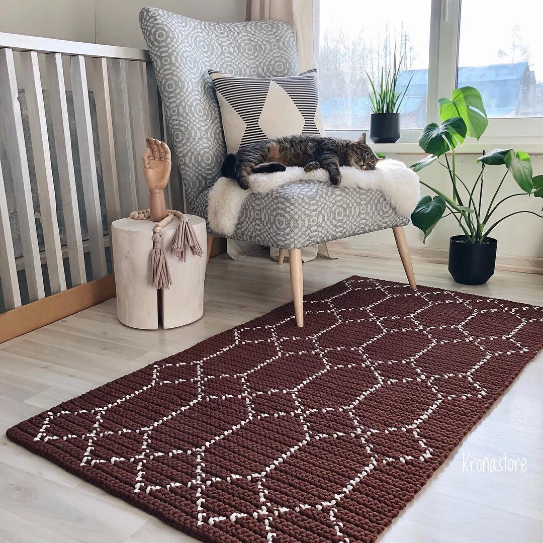 como fazer um tapete de crochê quadrado 150x150