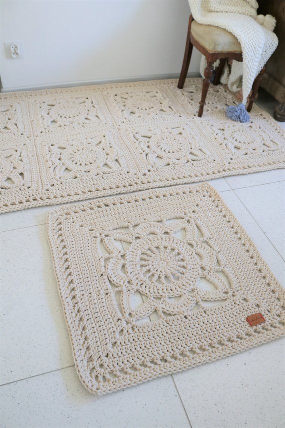tapetes de croche para sala quadrado