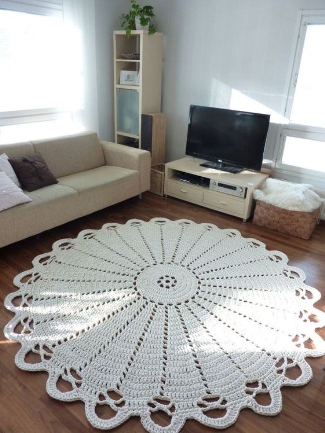 ideias de tapete redondo croche sala modelos