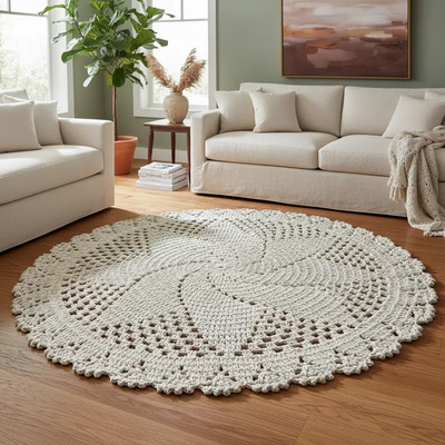 ideias de tapete redondo croche sala modelos