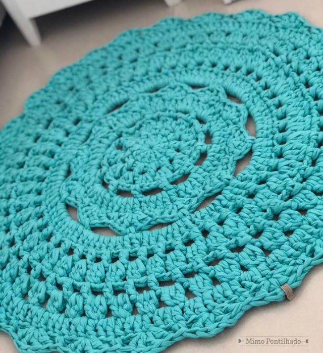 ideias de tapete redondo croche sala modelos