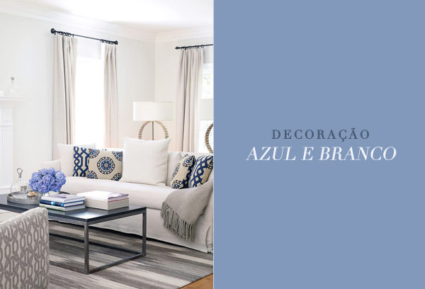 ideias de decoração azul e branco para sala