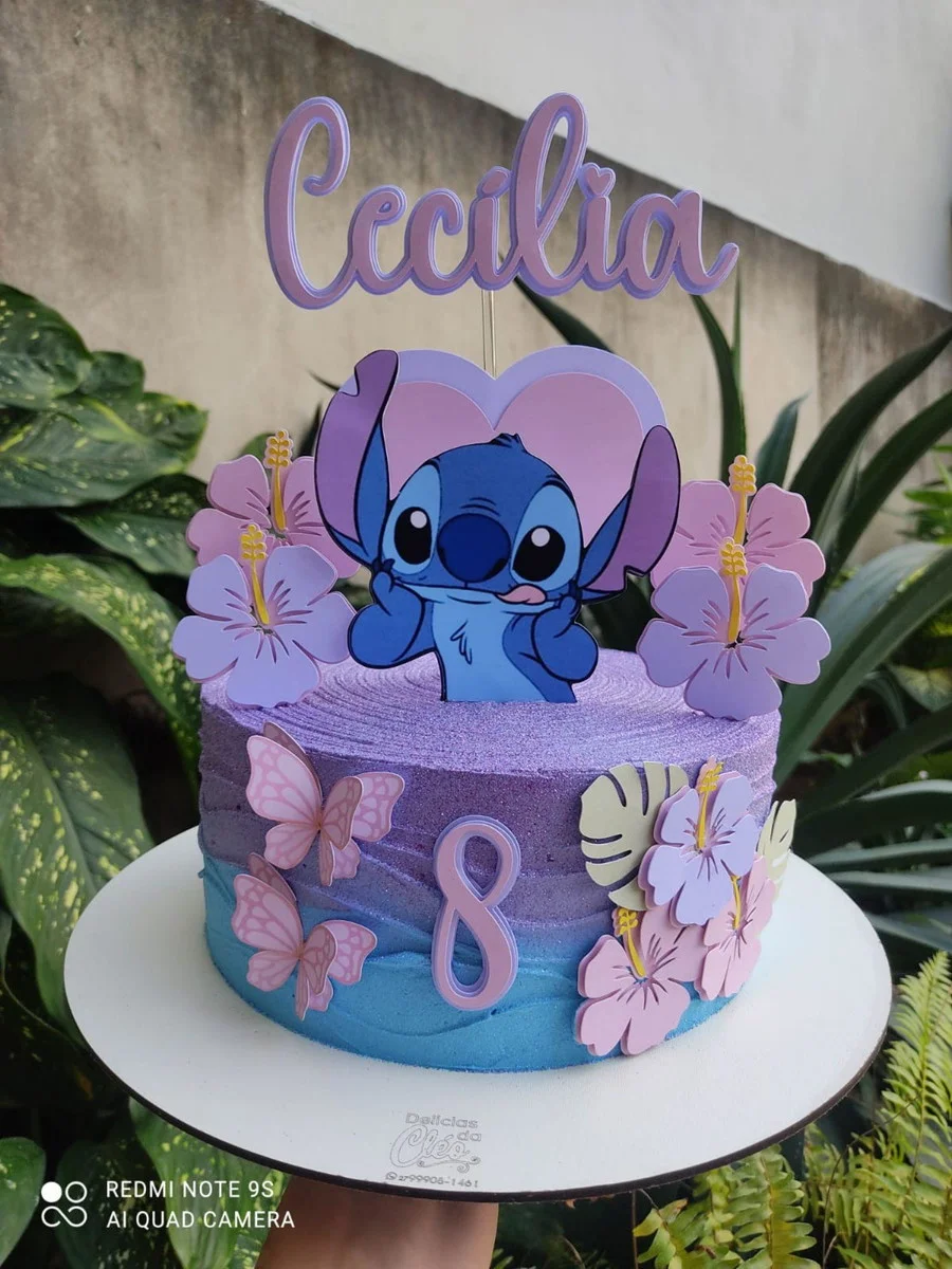 bolo do stitch com frases