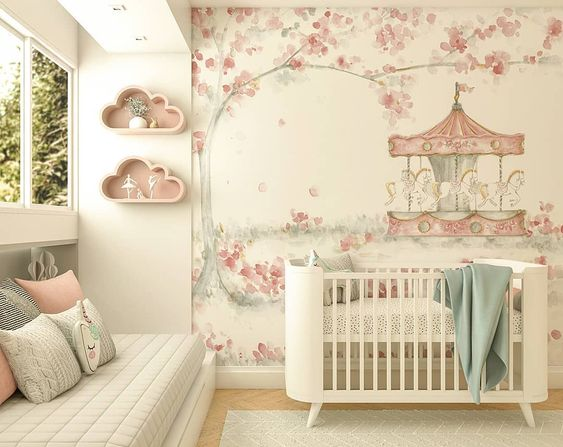 ideias de decoração quarto bebê menina com tema floresta encantada