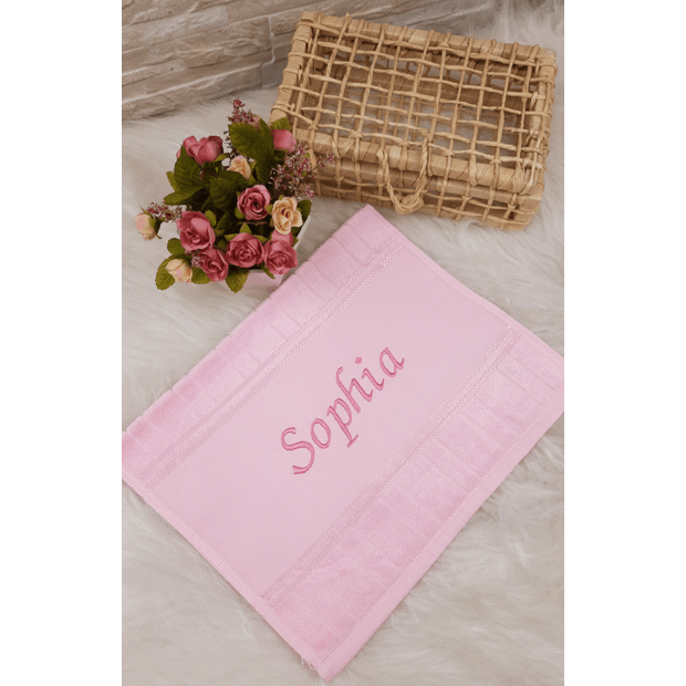 toalha de mao bordada para batizado com brasao