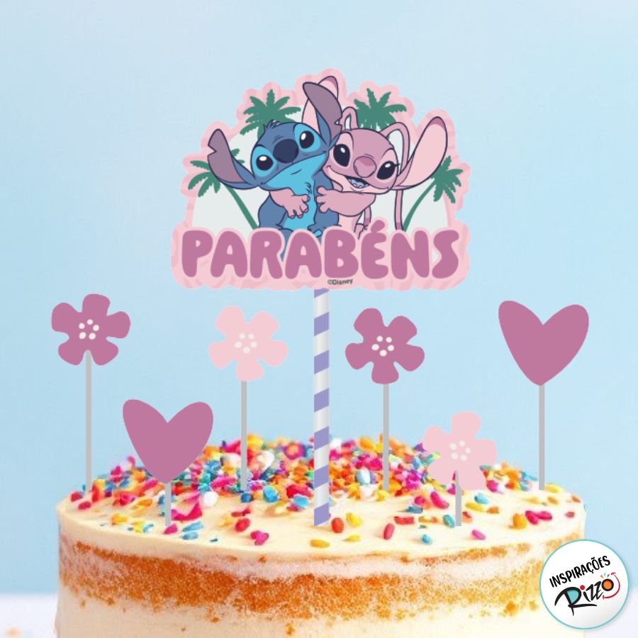 topo de bolo stitch 3d