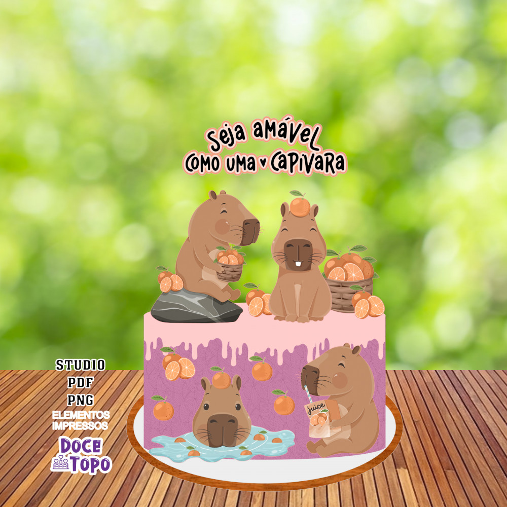 topo de bolo capivara para imprimir