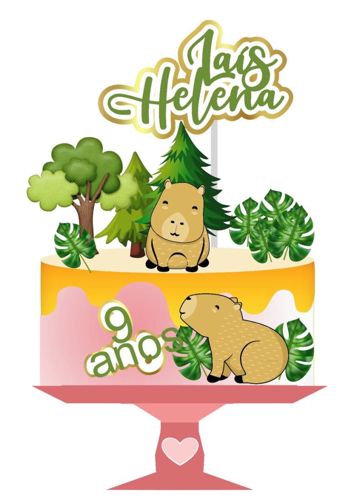 ideias de topo de bolo capivara para festa
