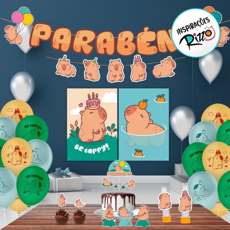 ideias de topo de bolo capivara para festa