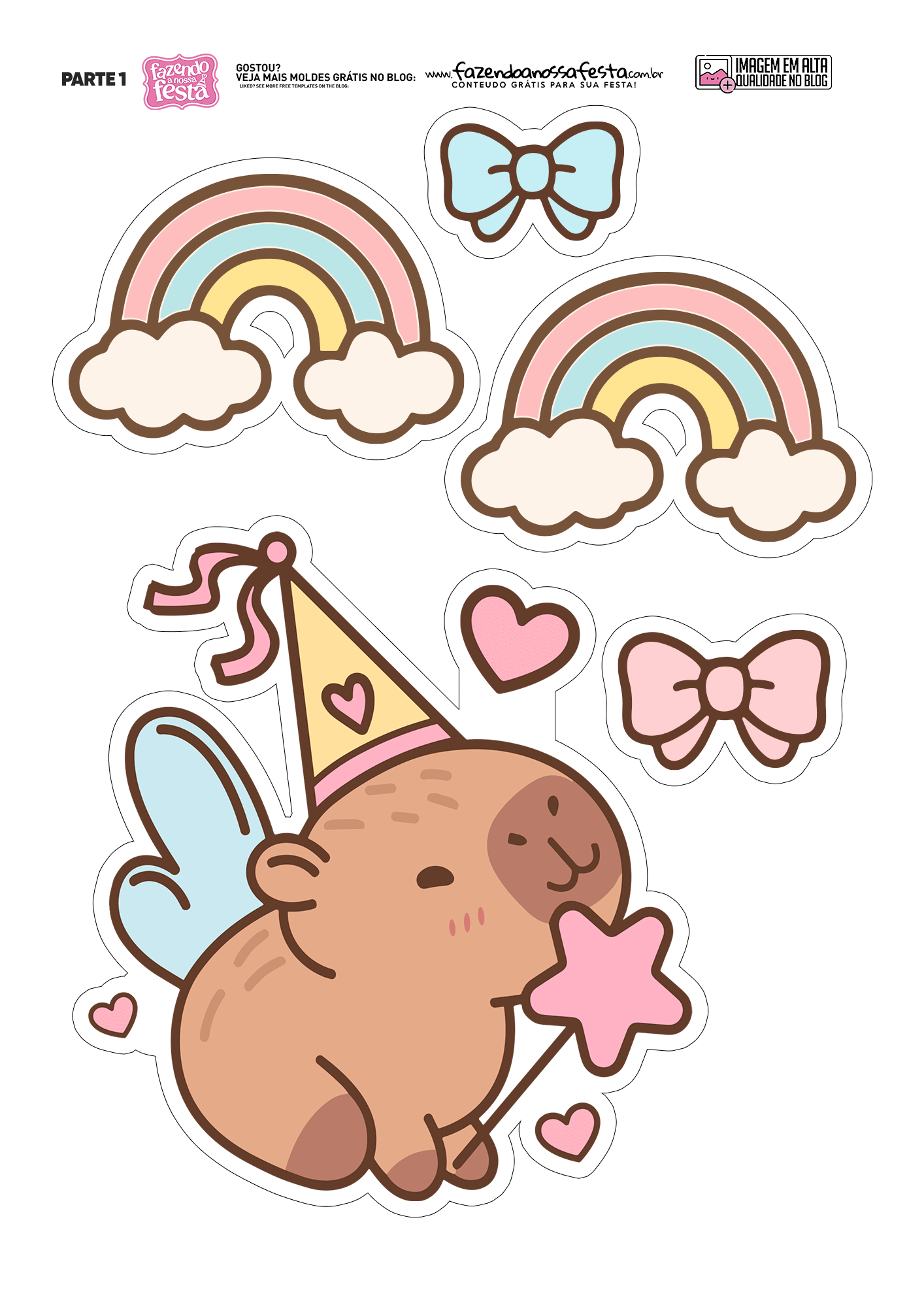 topo de bolo capivara com nome e idade para imprimir