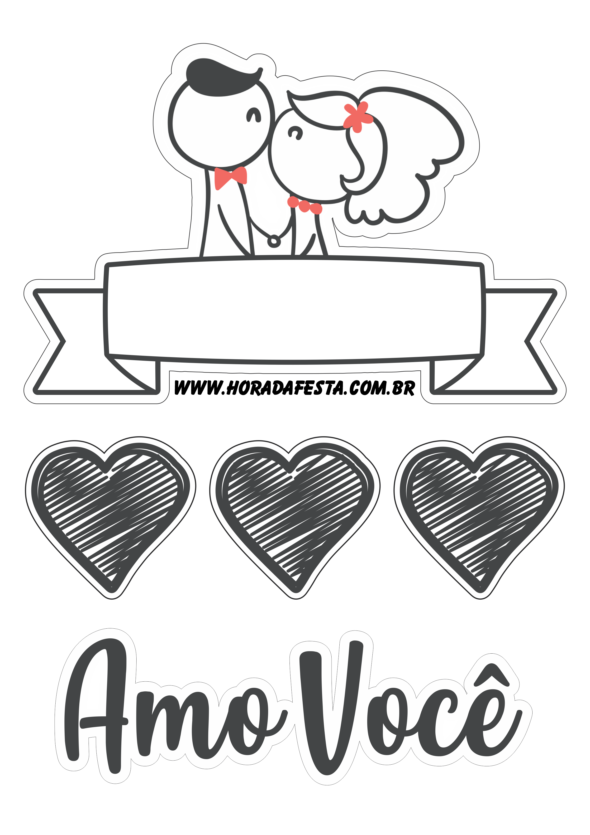 topo de bolo casal minimalista