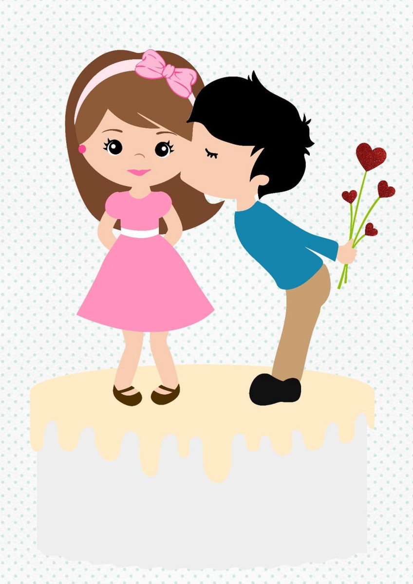 topo de bolo casal desenho