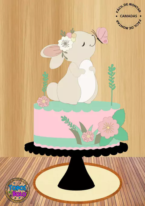 papel para topo de bolo coelho