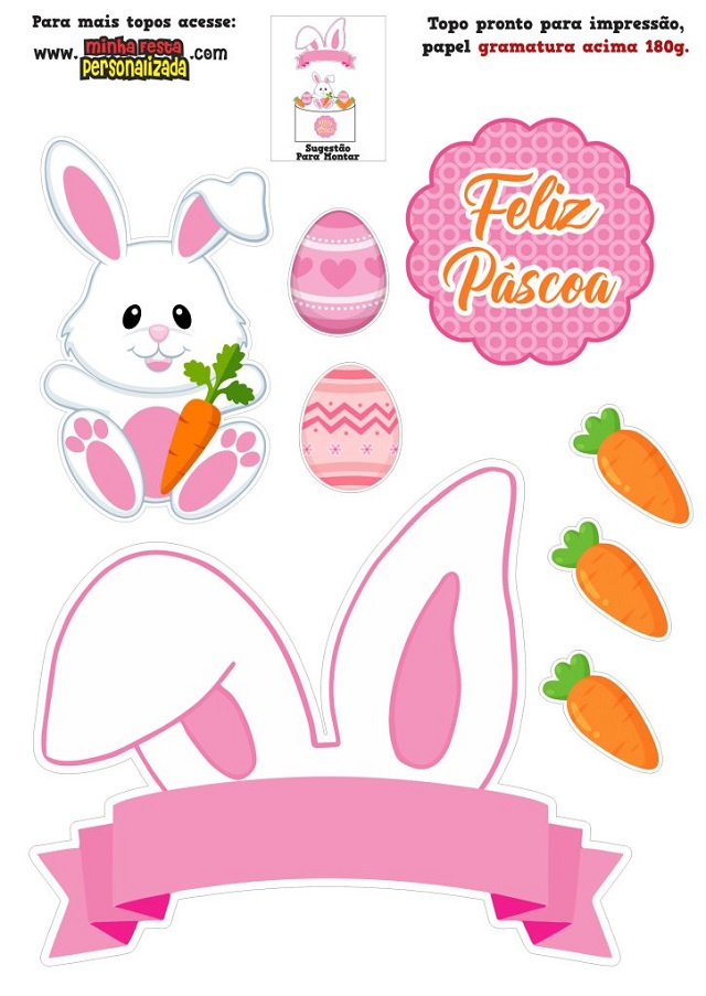 topo de bolo coelho silhouette