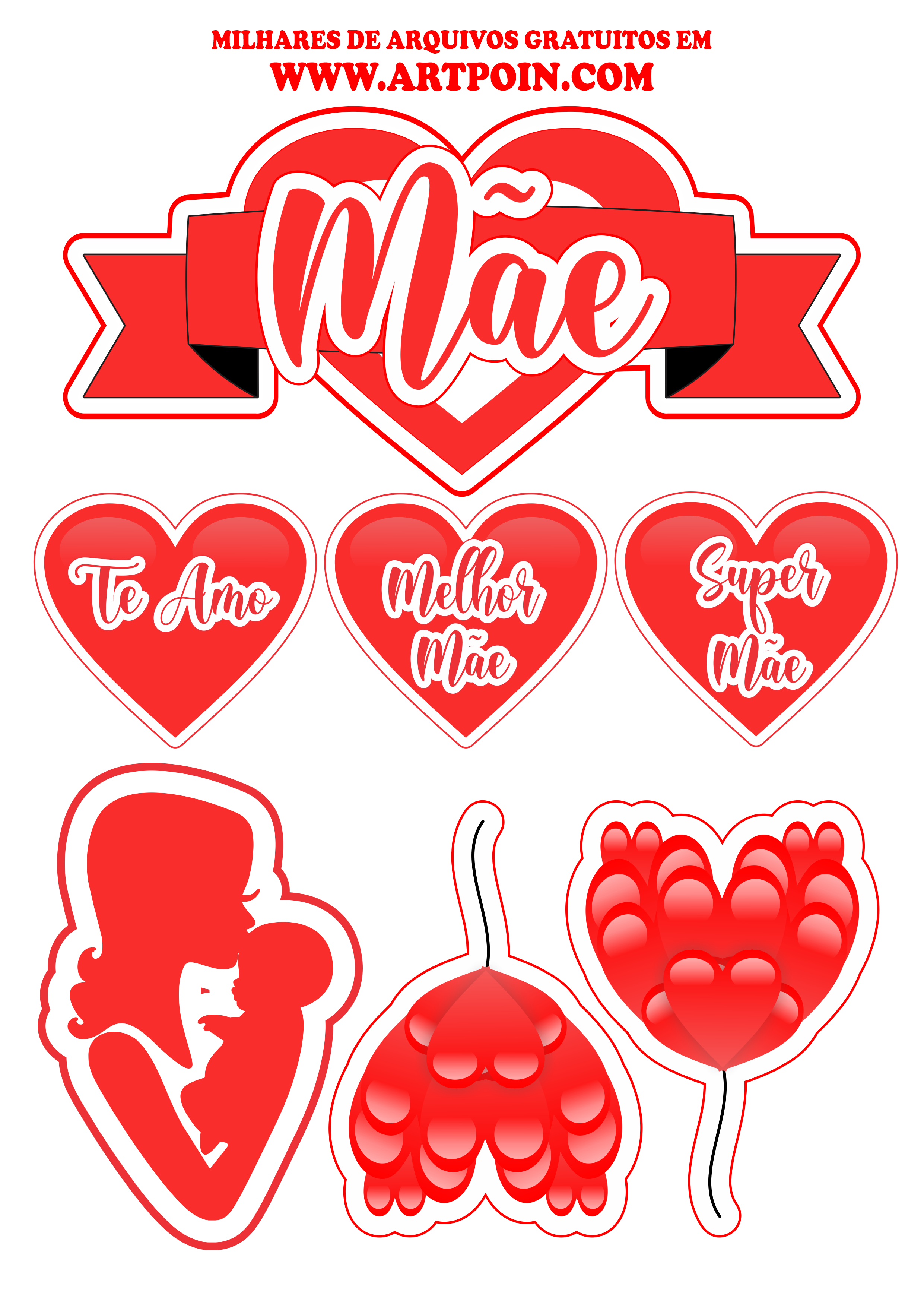 topo de bolo dia das mães png grátis