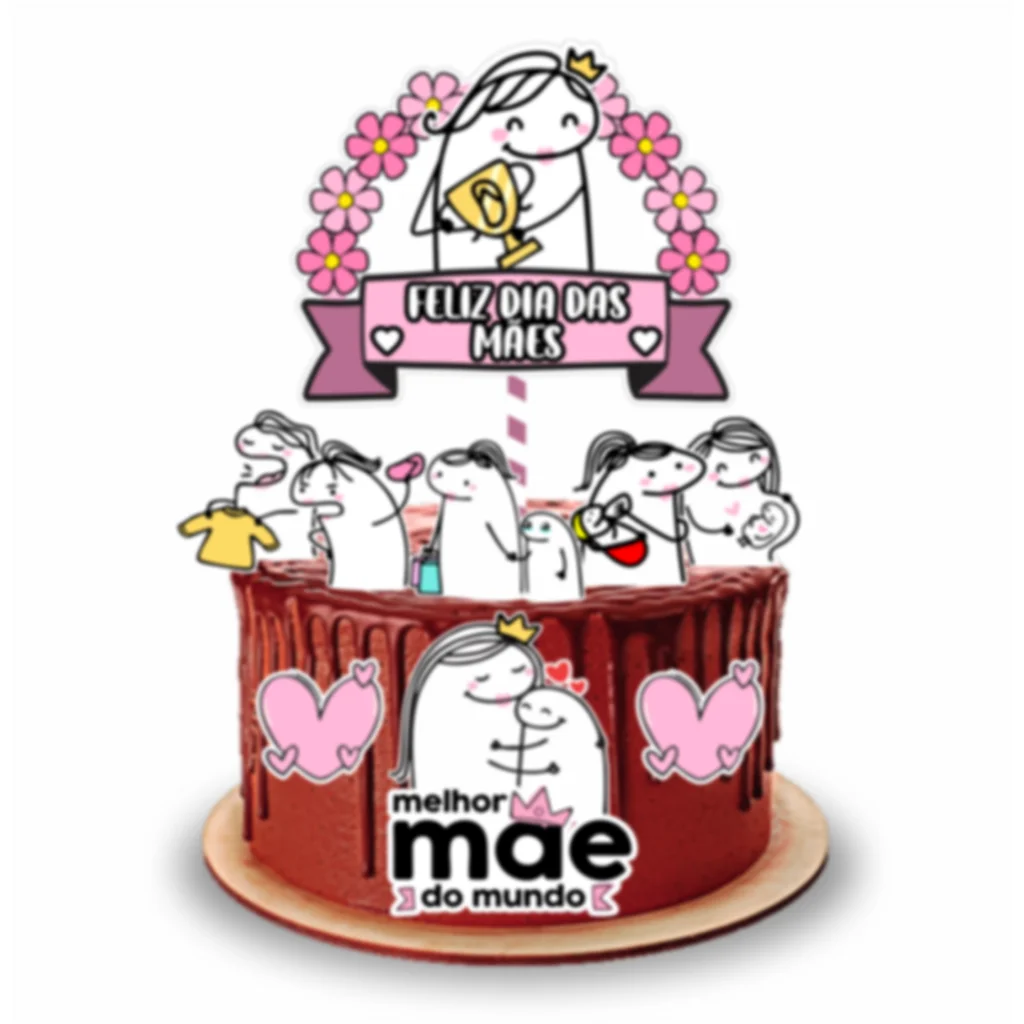 como fazer topo de bolo dia das mães