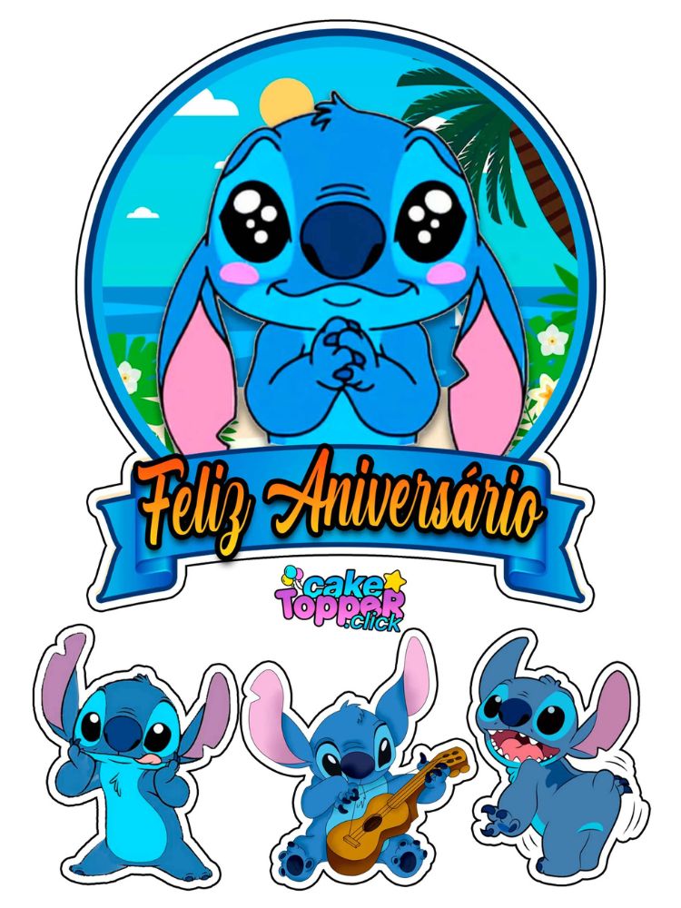 ideias criativas topo de bolo stitch para festa infantil