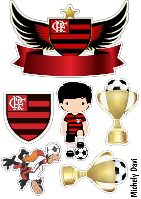 topo de bolo flamengo preto e dourado